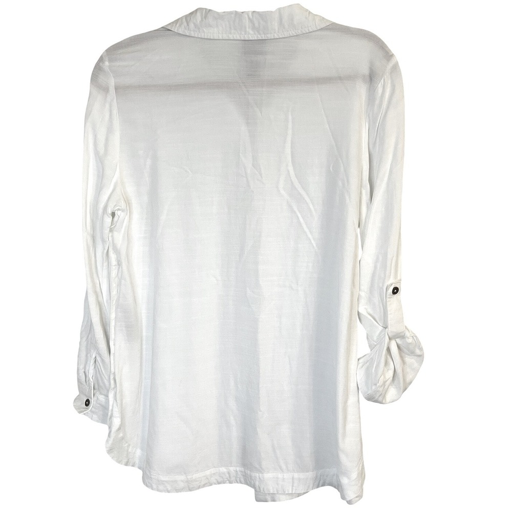 Chicos Button Front Tunic Blouse Side Buttons Whi… - image 6